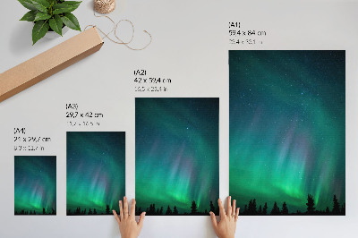 Grafică modernă pe pânză Aurora Boreală pe cerul turcoaz, stele sclipitoare