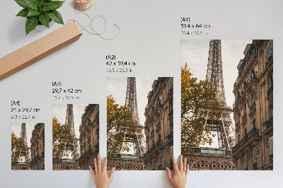 Poster în culori saturate Arhitectură Turnul Eiffel copaci culori calde