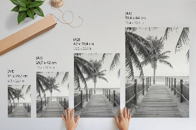 Grafică modernă pe pânză Dig tropical, palmieri, nisip, orizont nesfârșit