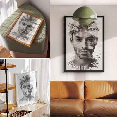 Poster rezistent pentru perete Față impresionantă a unui bărbat într-un stil minimalist