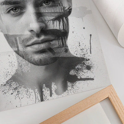 Poster rezistent pentru perete Față impresionantă a unui bărbat într-un stil minimalist