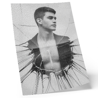Poster în culori saturate Portret alb-negru cu efect de sticlă
