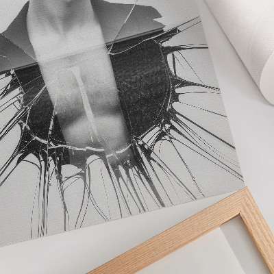 Poster în culori saturate Portret alb-negru cu efect de sticlă