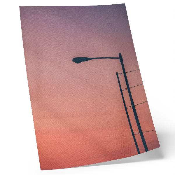 Poster rezistent pentru perete Lampă minimalistă, apus de soare romantic, modernitate