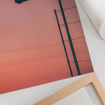 Poster rezistent pentru perete Lampă minimalistă, apus de soare romantic, modernitate