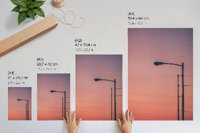 Poster rezistent pentru perete Lampă minimalistă, apus de soare romantic, modernitate
