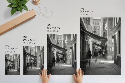 Grafică modernă pe pânză Fațade urbane din cărămidă, străzi înguste, alb-negru