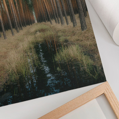 Poster rezistent pentru perete Peisaj forestier simplu, simetrie a pădurii înalte