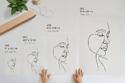 Poster în culori saturate Artă minimalistă cu linii faciale fără detalii inutile