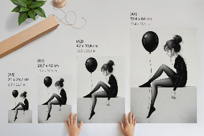 Grafică modernă pe pânză Figură pe margine cu o reflecție emoțională într-un balon