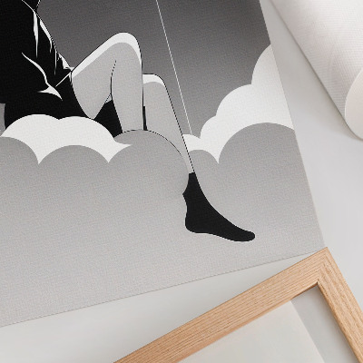 Poster rezistent pentru perete O figură pe un nor cu un balon într-un stil minimalist