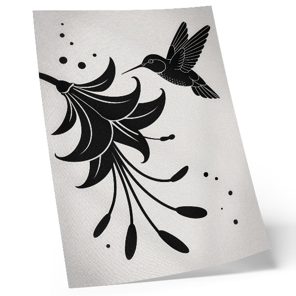 Poster în culori saturate Colibri și floare contrastante pe fundal alb