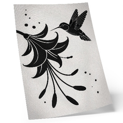 Poster în culori saturate Colibri și floare contrastante pe fundal alb