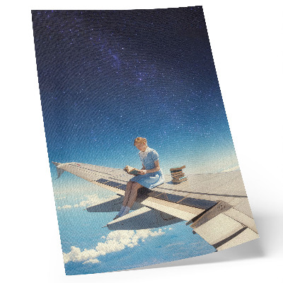 Grafică modernă pe pânză Cărți din universul Fata pe aripa unui avion