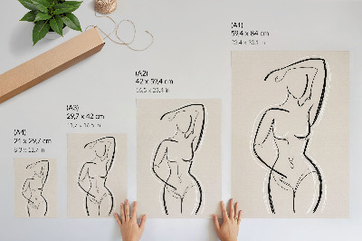 Poster rezistent pentru perete O siluetă minimalistă a unei femei pe un fundal bej