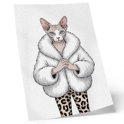 Poster rezistent pentru perete Pisică în haină de blană și pantaloni cu imprimeu leopard