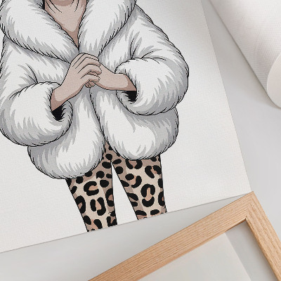 Poster rezistent pentru perete Pisică în haină de blană și pantaloni cu imprimeu leopard