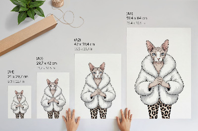 Poster rezistent pentru perete Pisică în haină de blană și pantaloni cu imprimeu leopard