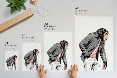 Poster în culori saturate Cimpanzeu elegant într-o jachetă grafică contrastantă