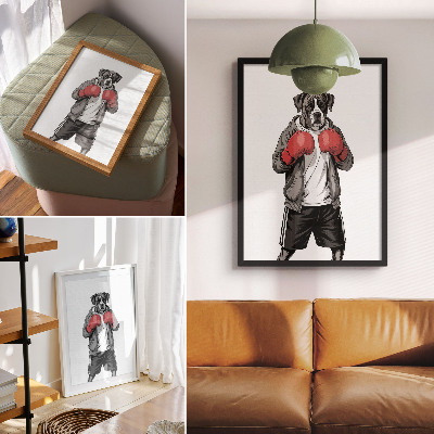 Grafică modernă pe pânză Mănuși de box pentru câini Boxer, stil sportiv