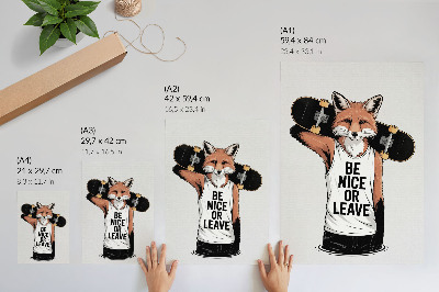 Grafică modernă pe pânză Inscripție pe tablă Fox în stil tineresc
