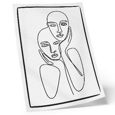 Grafică modernă pe pânză Contururi faciale linii negre minimalism eleganță