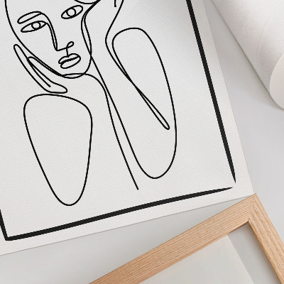 Grafică modernă pe pânză Contururi faciale linii negre minimalism eleganță