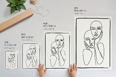Grafică modernă pe pânză Contururi faciale linii negre minimalism eleganță