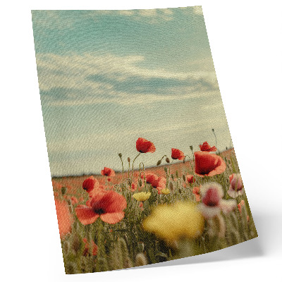 Grafică modernă pe pânză Un câmp de maci sub un cer albastru, eleganță pastelată