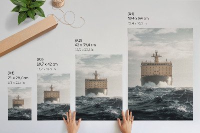 Poster în culori saturate Navă pe mare Minimalism Armonie și Maiestate