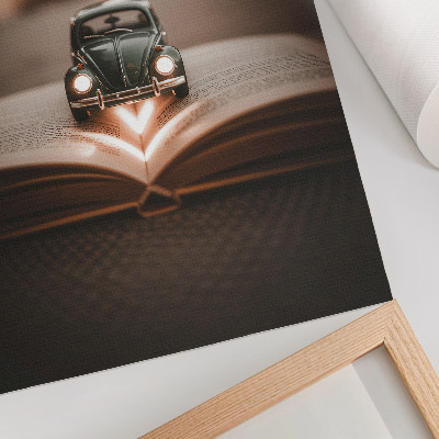 Poster rezistent pentru perete Mașină în miniatură pe o carte cu lumini magice