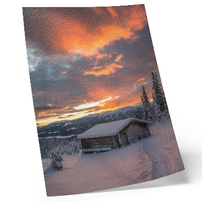 Poster rezistent pentru perete Adăpost de iarnă cer portocaliu natură
