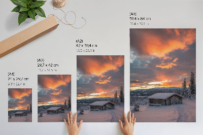 Poster rezistent pentru perete Adăpost de iarnă cer portocaliu natură