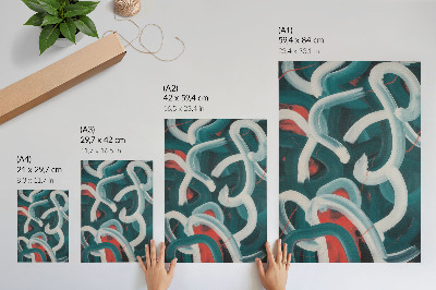 Poster rezistent pentru perete Linii dinamice abstracte turcoaz culori