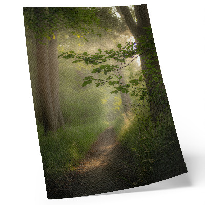 Grafică modernă pe pânză Frunze verzi, rază de lumină, potecă de pădure