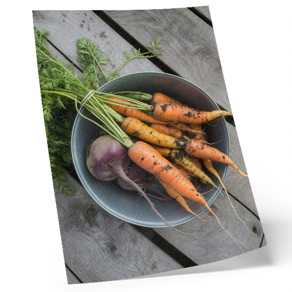 Poster rezistent pentru perete Bol cu ​​legume suculente, stil rustic, din lemn