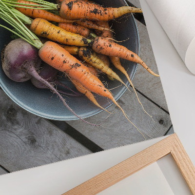 Poster rezistent pentru perete Bol cu ​​legume suculente, stil rustic, din lemn