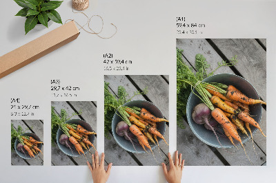 Poster rezistent pentru perete Bol cu ​​legume suculente, stil rustic, din lemn