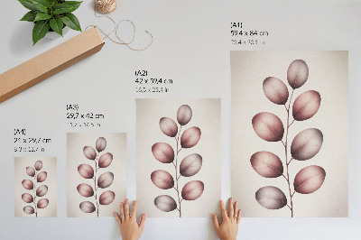 Poster în culori saturate Ramură cu frunze roz, minimalism, ușurință