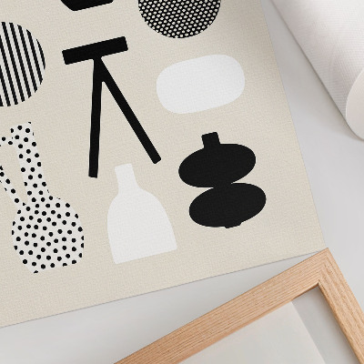 Poster rezistent pentru perete Modele geometrice alb-negru pe un fundal bej