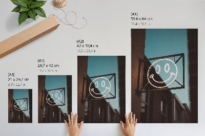 Poster rezistent pentru perete Față neon pe un zid de cărămidă