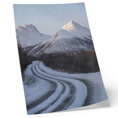 Grafică modernă pe pânză Peisaj de iarnă, munți, drum, curbe, frumusețe