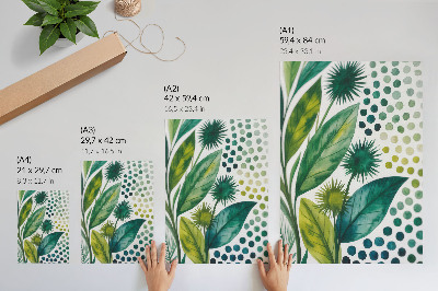 Poster în culori saturate Frunze verzi puncte natură prospețime boho