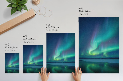 Poster rezistent pentru perete Aurora boreală în fundalul naturii frumoase de noapte