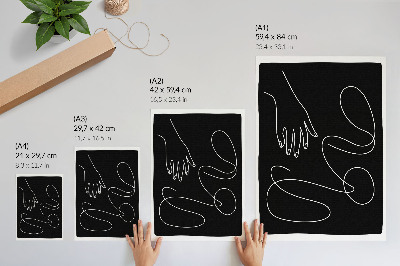 Poster rezistent pentru perete Linii curbate alb-negru, mână minimalistă