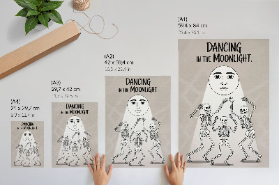 Poster rezistent pentru perete Schelete alb-negru pe un fundal bej al lunii