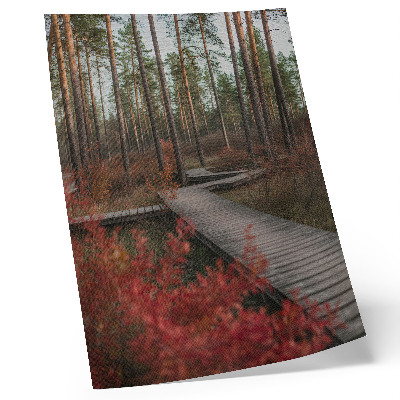 Grafică modernă pe pânză Cale de lemn pădure copaci culori toamnă