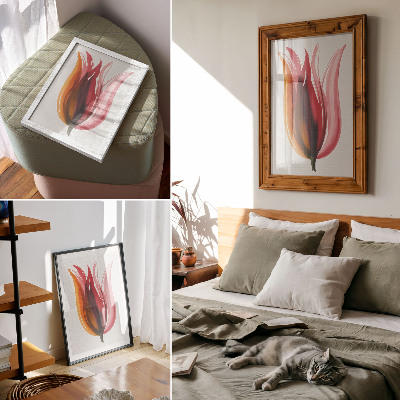 Poster rezistent pentru perete floare roșie roz portocalie abstractă