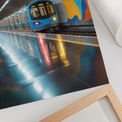 Grafică modernă pe pânză Culorile energice ale curcubeului ale tavanului de deasupra metroului
