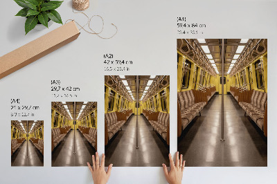 Poster în culori saturate Interiorul metroului, lemn galben, modern